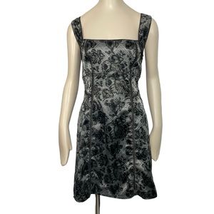 Free people slip dress black gray slightly stretch floral sz M